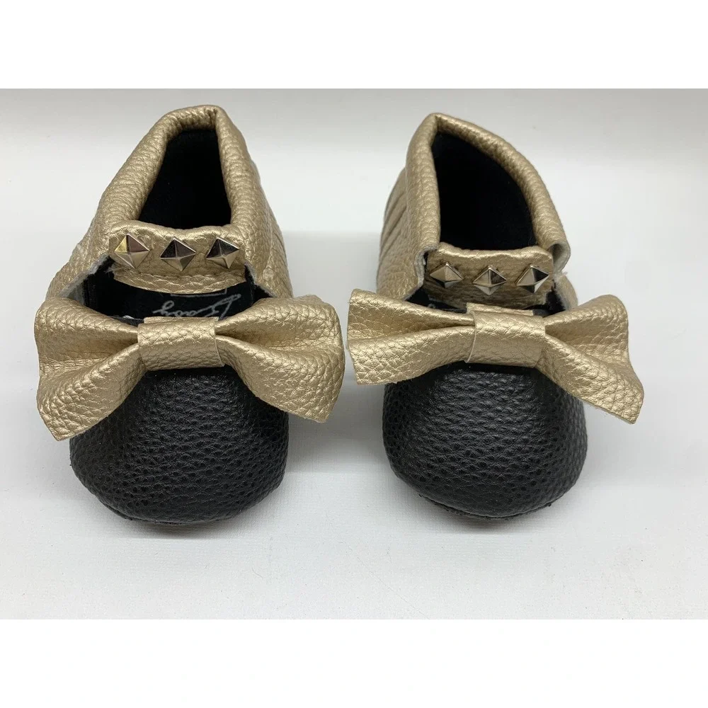 Romirus Baby Girls Bow‎ Tassel Fringe Leather Moccasins Crib Shoes EUC